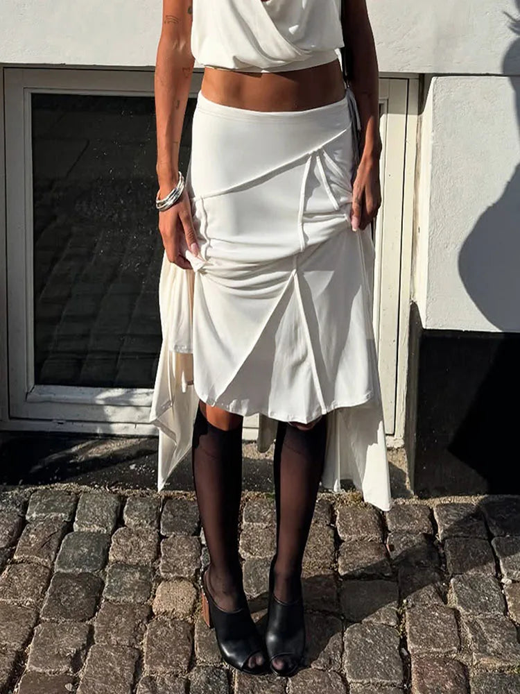 Casual Irregular Lace Up Skirts Women Fashion Sexy Low-Waisted Solid Skirts 2026 Summer Beach Fashion Streetwear Ladies