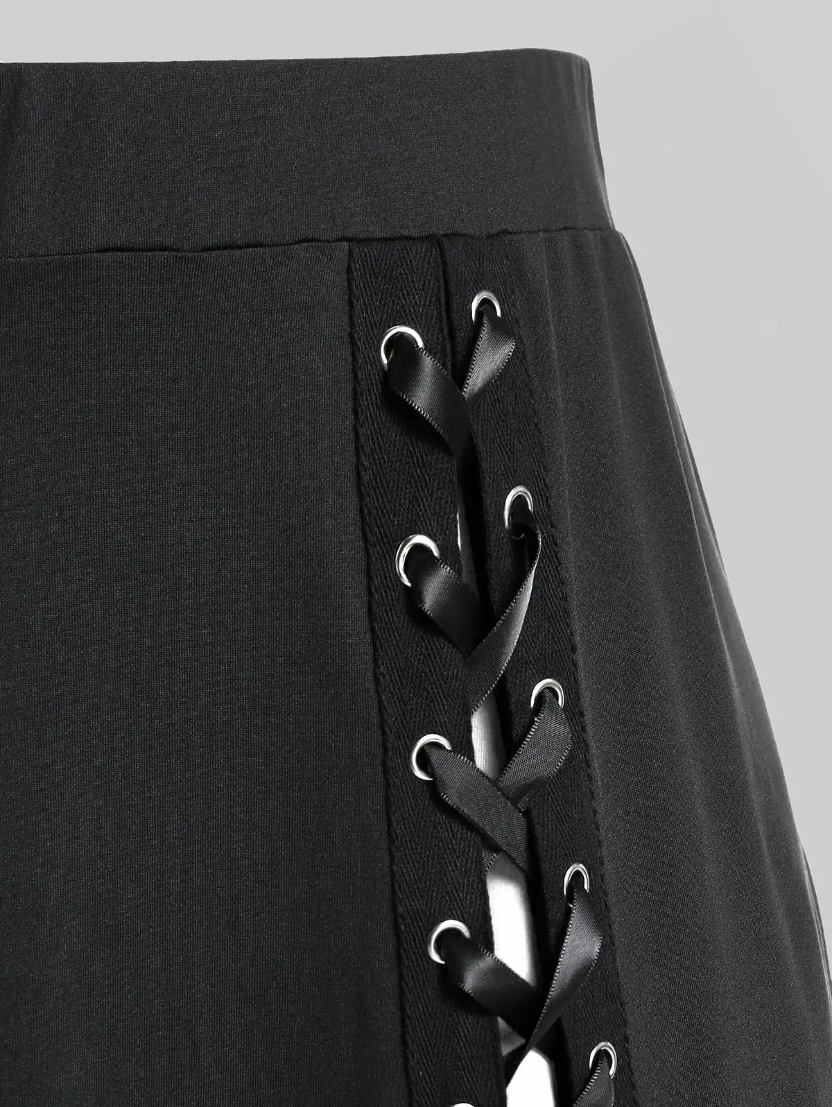 ROSEGAL Plus Size Women's Skirts Deep Red Lace Chiffon Layered Skirt Or Halloween Vampire Costume Gothic Lace Up Two Tone Skirt