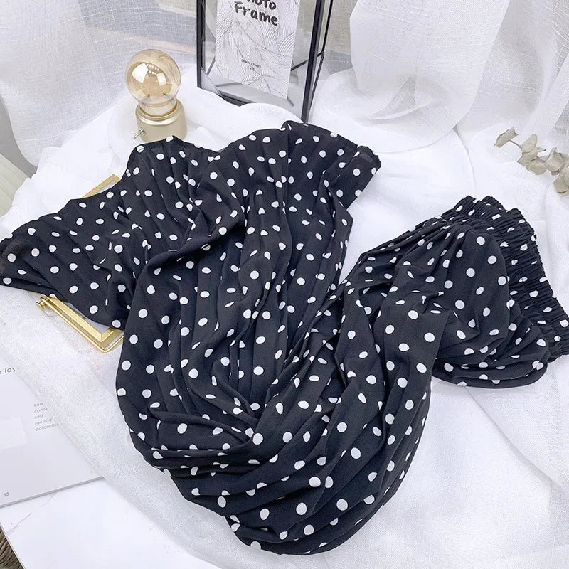 TFETTERS Women Skirts Chiffon Pleated Skirt Women Spring and Summer Korean Polka Dot White Pleated Skirts for Women Clothing