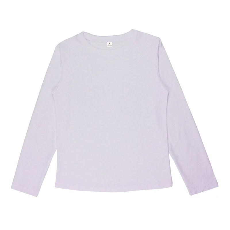 Cotton Long Sleeve Tops Solid Woman Clothing O-neck 220 Grams Heavy T-shirt Y2k Comfortable Casual Tee Fall Winter Shirt YH2531