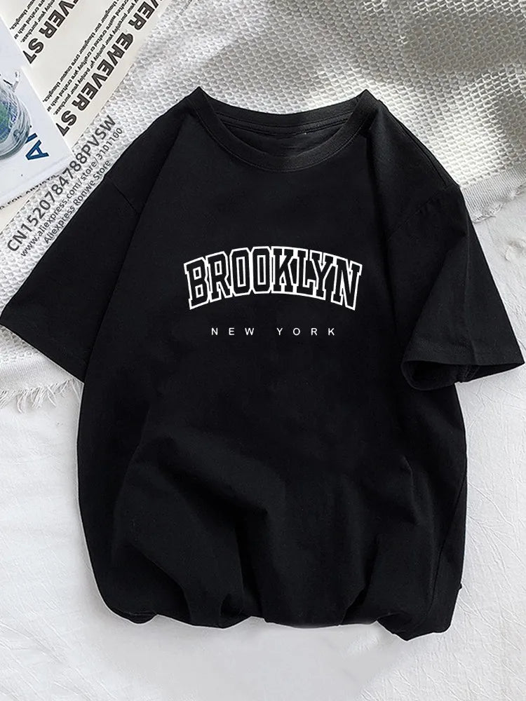 Women Brooklyn Letter Print T Shirt Girl Graphic Harajuku 2026 Streewear Clothes Causal Female Y2K Tops Tee
