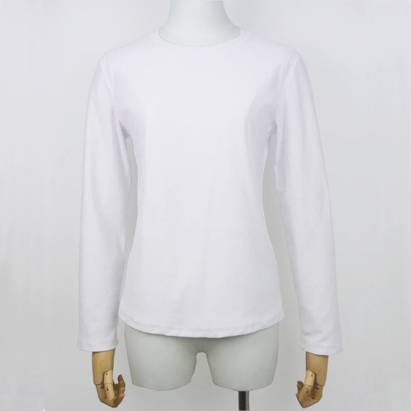Cotton Long Sleeve Tops Solid Woman Clothing O-neck 220 Grams Heavy T-shirt Y2k Comfortable Casual Tee Fall Winter Shirt YH2531